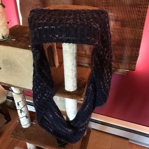 Navy blue with pink spots infinity scarf